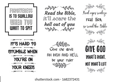 Set of six Christian quotes. Vector illustration