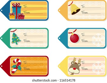 set of six christmas gift tags isolated on white background, vector format very easy to edit, individual objects