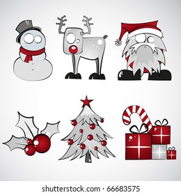 Set of Six Christmas Illustrations