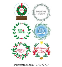 Set of six Christmas wreath 