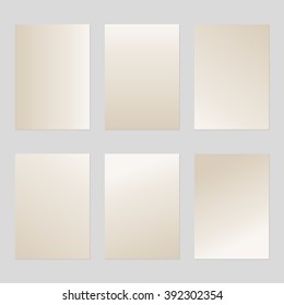 Set of six clean sheets with light beige brown gradient A4 size. The modern design of the blank template for a flyer, poster, brochure, business brochures.