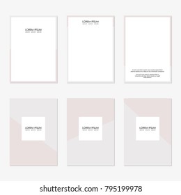 Set of six clean sheets with light gray and light beige A4 size. The modern design of the blank template for a flyer, poster, brochure, business brochures.