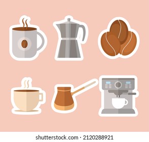 set of six coffee icons