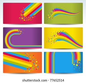 set of six color cards with rainbow