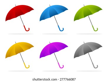 set of six color umbrellas