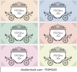 set of six color variation wedding carriage