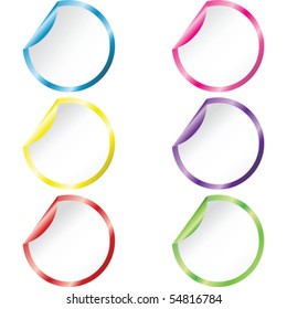 Set of six colored stickers