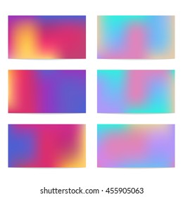 Set of six colorful, abstract business cards backgrounds. Mockups, templates. Vector, isolated, eps 10.