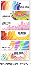 Set of six colorful abstract header banners with curved lines and place for text. Vector backgrounds for web design.
