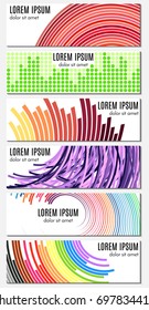 Set of six colorful abstract header banners with curved lines and place for text. Vector backgrounds for web design.
