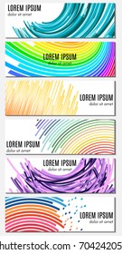 Set of six colorful abstract header banners with curved lines and place for text. Vector backgrounds for web design.

