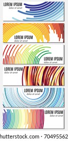 Set of six colorful abstract header banners with curved lines and place for text. Vector backgrounds for web design.