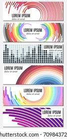 Set of six colorful abstract header banners with curved lines and place for text. Vector backgrounds for web design.