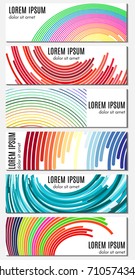 Set of six colorful abstract header banners with curved lines and place for text. Vector backgrounds for web design.