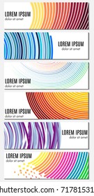 Set of six colorful abstract header banners with curved lines and place for text. Vector backgrounds for web design.
