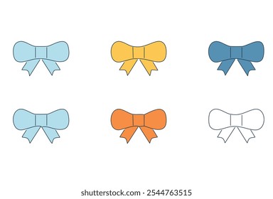 Set of six colorful bow illustrations in various pastel hues. Perfect for adding a touch of whimsy to any design.