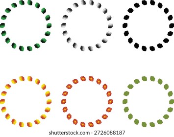 Conjunto de seis indicadores de carga circulares coloridos aislados sobre fondo transparente
