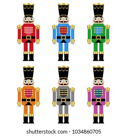 set of a six colorful nutcrackers