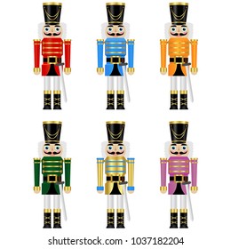 set of a six colorful nutcrackers