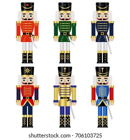 set  of a six colorful nutcrackers