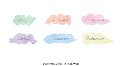 Set of Six Colorful Watercolor Paintbrush Background and Text 