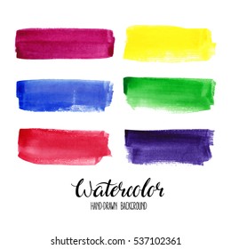 set of six colorful watercolor stroke backgrounds