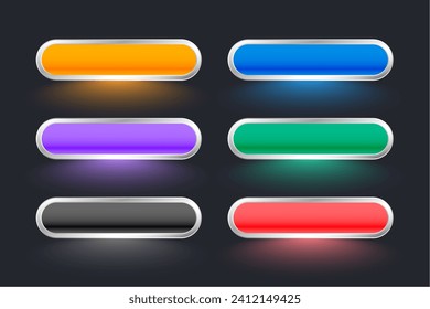conjunto de seis signos coloridos de botón web con vector de espacio vacío