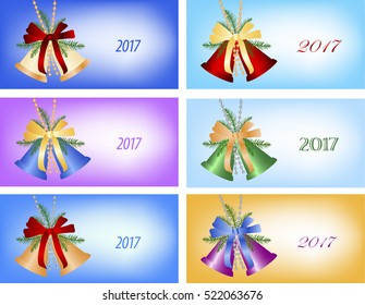 Set of six congratulation card to Christmas and New year