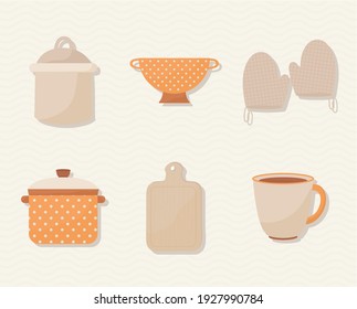 set of six cooking icons