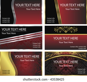 A set of six corporate, elegant business card background templates in vector format.