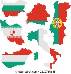 Set with six countries, vector illustration.
