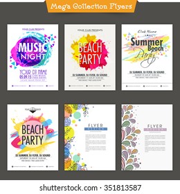 Set of six creative Flyer, Banner or Template design for Music Party celebration.