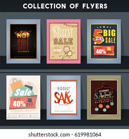Conjunto de seis volantes creativos de diseño de las mayores ofertas de venta y descuento.
