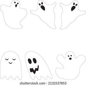 conjunto de seis fantasmas escalofriantes