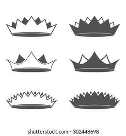 Set of six Crown Isolated Vector illustration