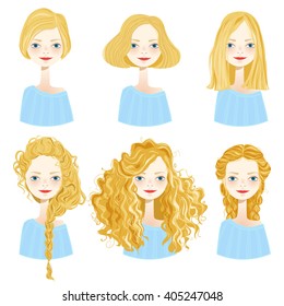 Girl Hair Blonde Stock Vectors Images Vector Art Shutterstock