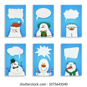 Set of six cute snowmen.