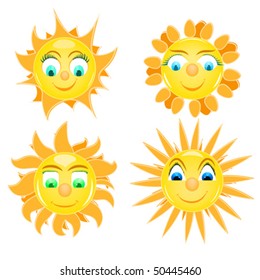 Set of six cute sun smileys