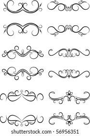 Set of six decorative elements. Vector