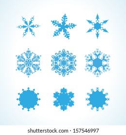 Set of six delicate snowflakes