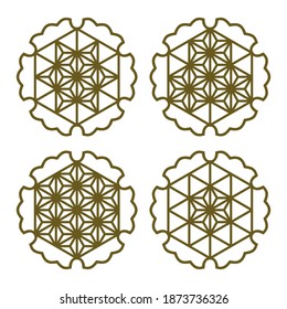 A set of six design elements using the Japanese style of Kumiko zaiku. For laser cutting .