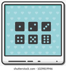 Set of six dices flat vector icon.