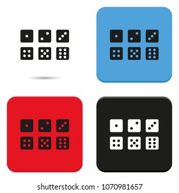 Set of six dices flat vector icon.