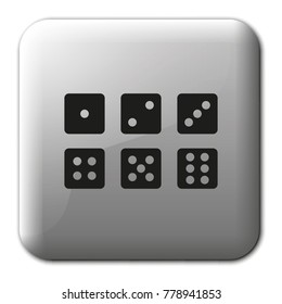 Set of six dices flat vector icon.