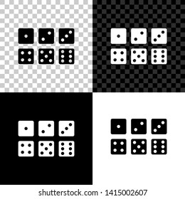 Set of six dices icon isolated on black, white and transparent background. Vector Illustration