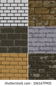a set of six different abstract brick texture