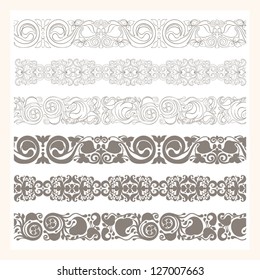 set of six different borders ornaments