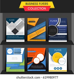 Set of six different business flyers or templates design with space to add your images.