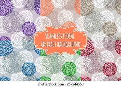Set of six different color Seamless floral abstract backgrounds. 