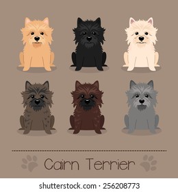 Set of six  different colors Cairn Terrier